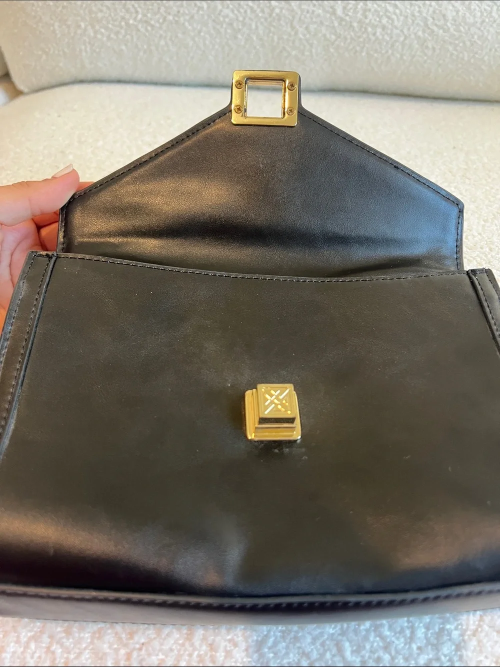 Antonio Melani Black Leather Handbag Designer Luxury Purse Top Handle Purse